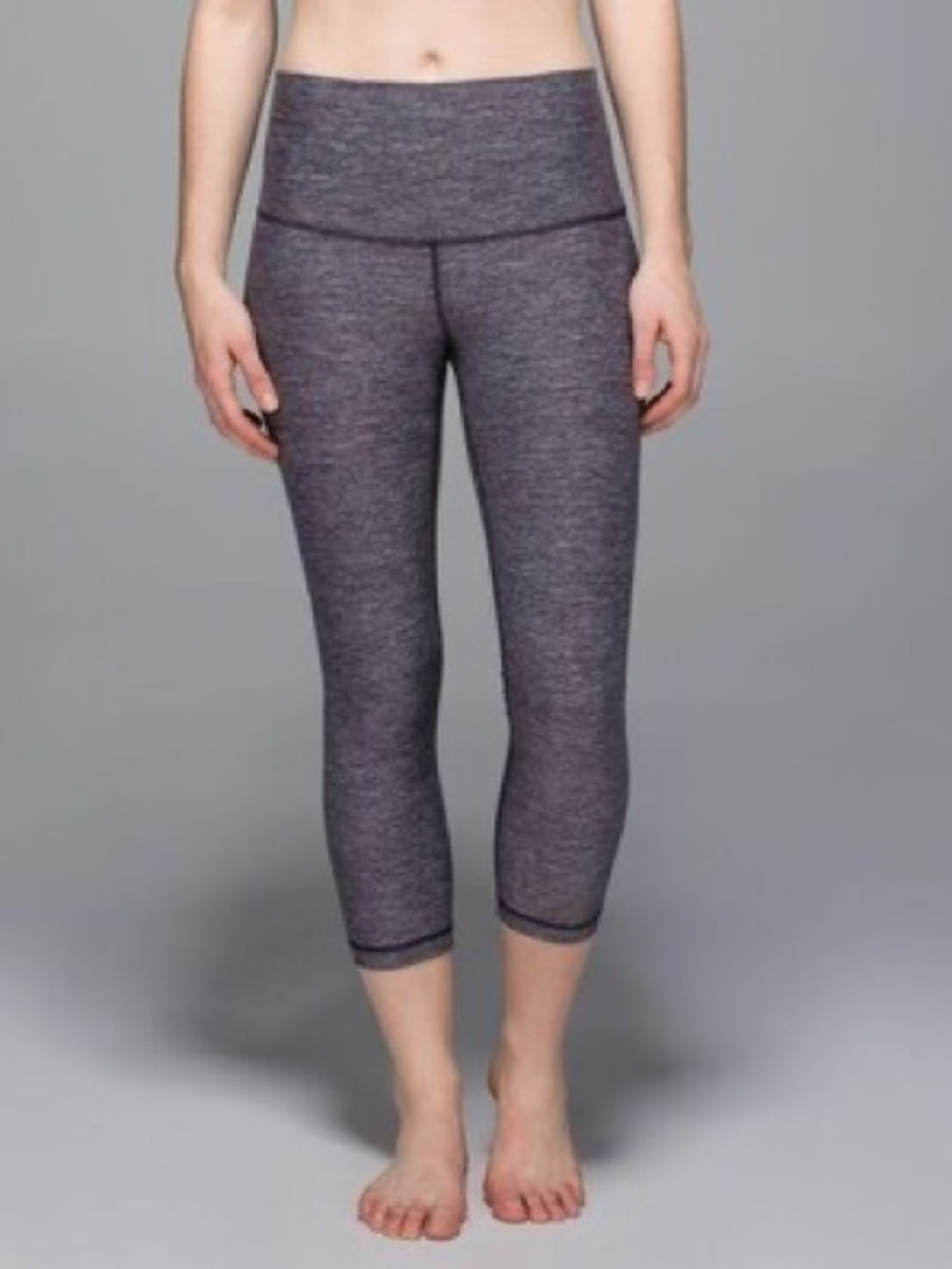 Lululemon Wunder Under Crop Roll Down -Heathered Naval Blue